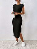 Black Ribbed Bodycon Midi Dress – By WesternStitch WesternStitch