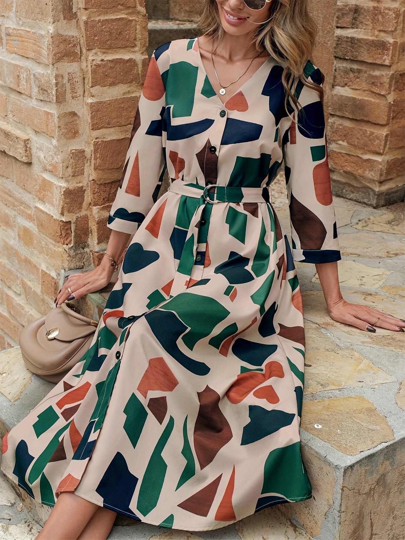 WesternStitch Geo Print Belted Dress WesternStitch