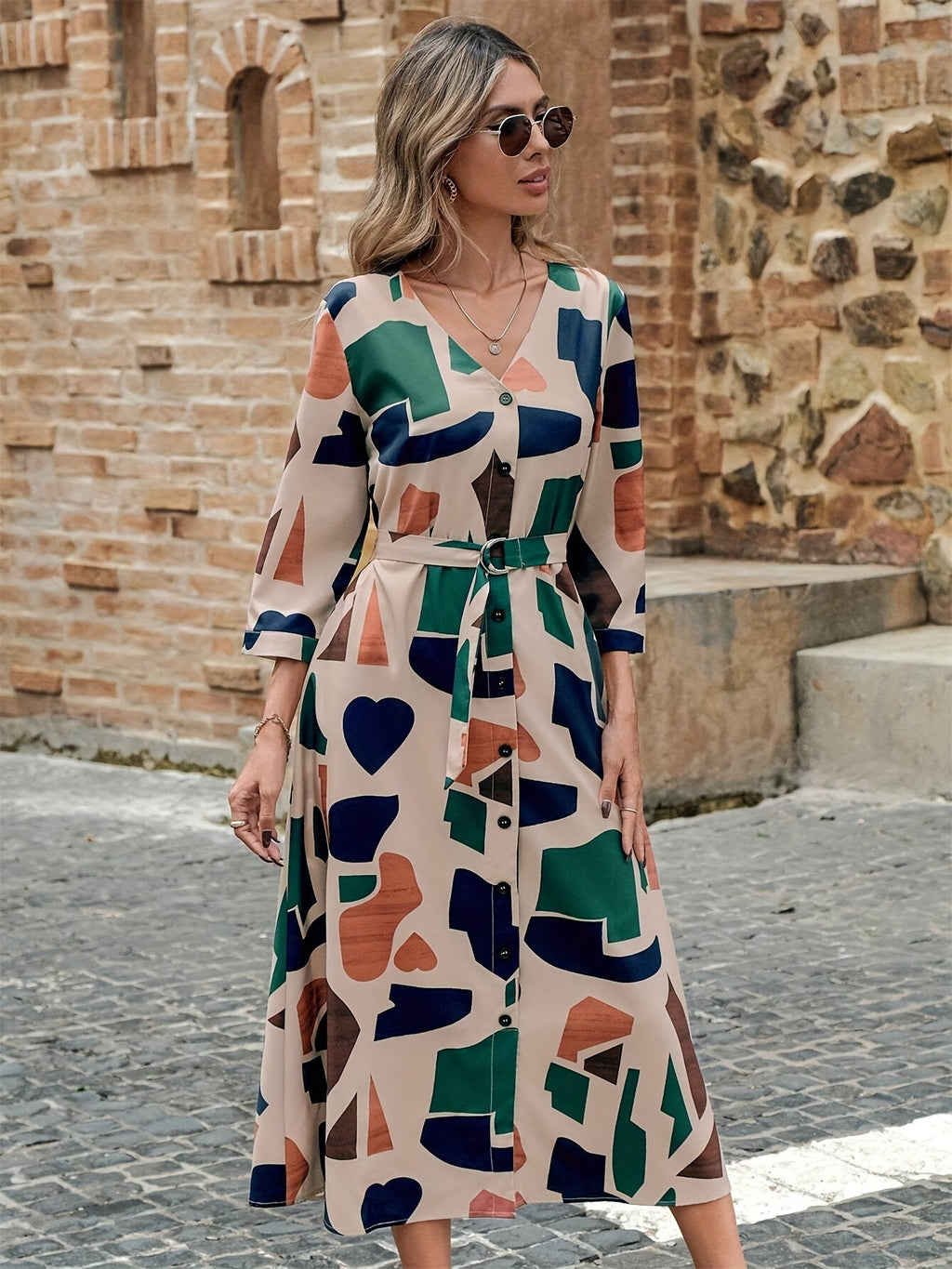 WesternStitch Geo Print Belted Dress WesternStitch