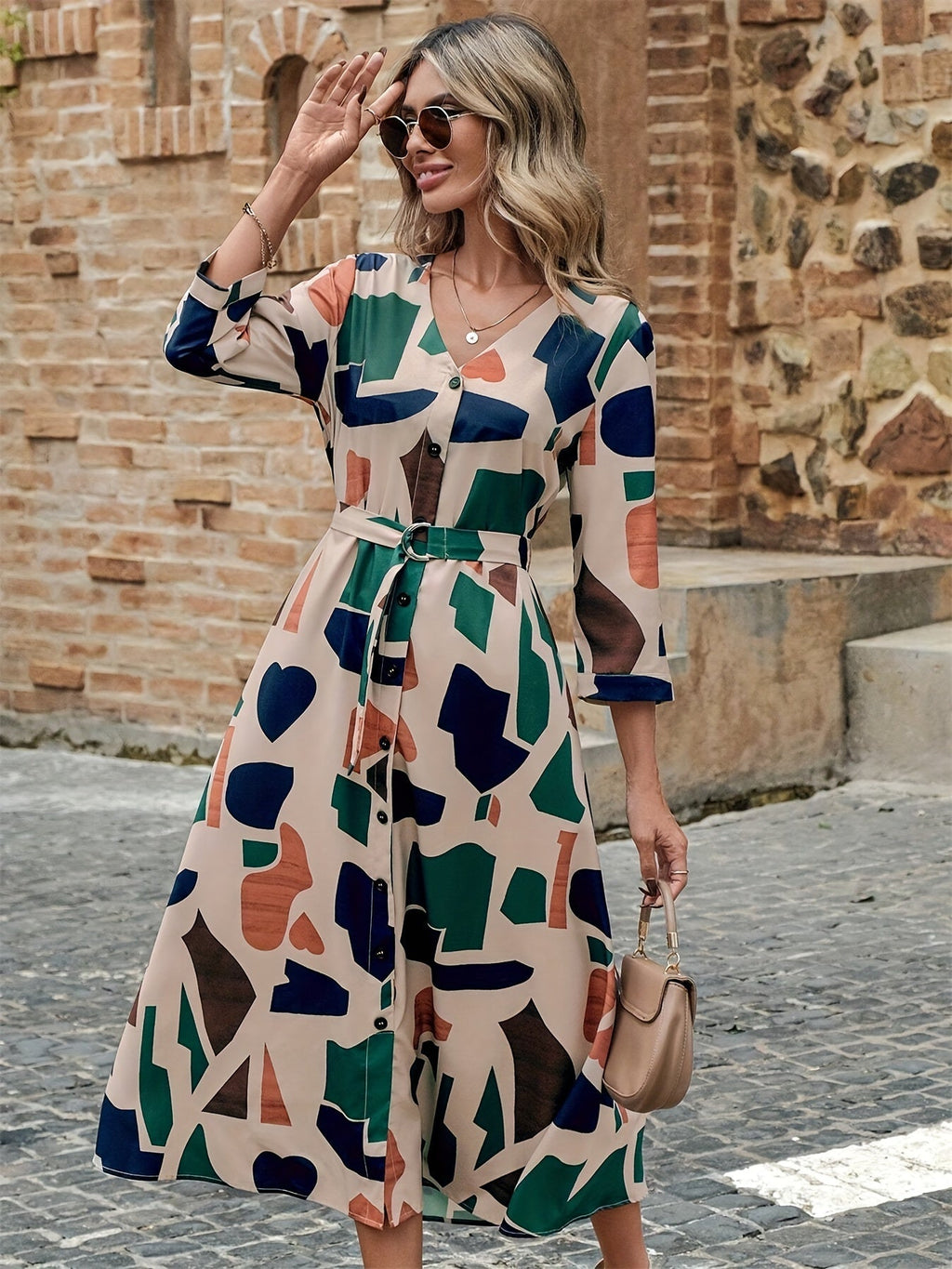 WesternStitch Geo Print Belted Dress WesternStitch