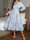 WesternStitch Floral Print Ruffle Hem Belted Dress WesternStitch
