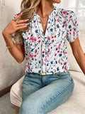 WesternStitchWomen's  Soft Fabric Abstract Stripe Print Rolled-Up Fit Top WesternLove