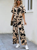 WesternStitch Rayon Button Front Short Graphic Print Elegant Two Piece Set for Women WesternStitch